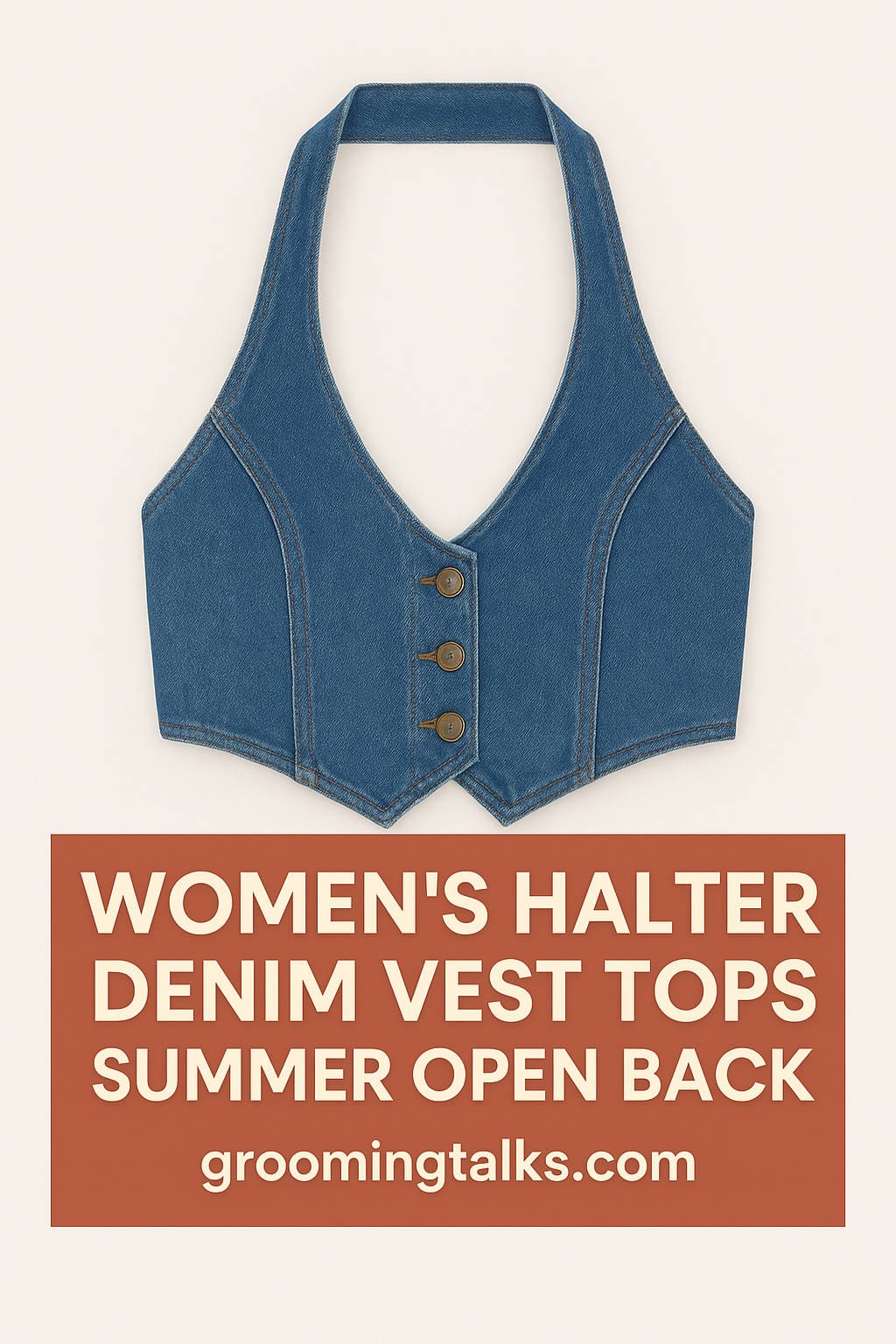 Women's Halter Denim Vest Tops for Summer
